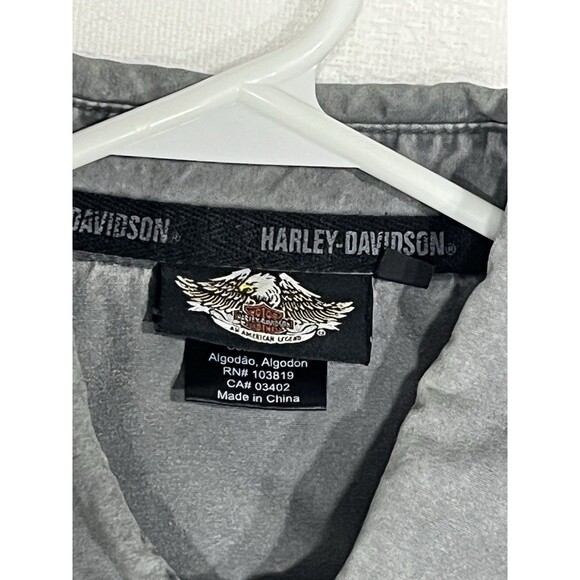 Harley Davidson Shirt Mens M Gray Short Sleeve Button Up Biker Motorcycle Shop - Picture 8 of 11